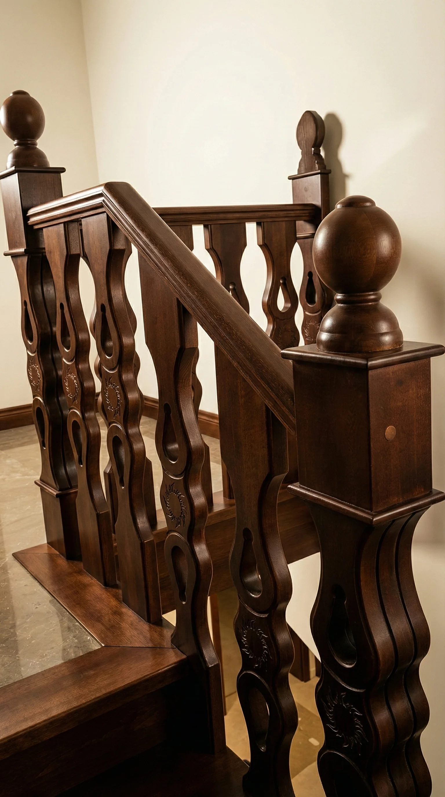 Widok schodów ze spocznikiem z góry