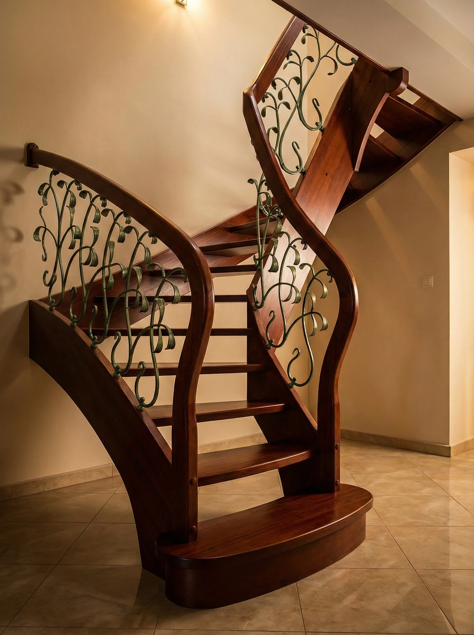 Schody z drewna sapeli widok ogólny