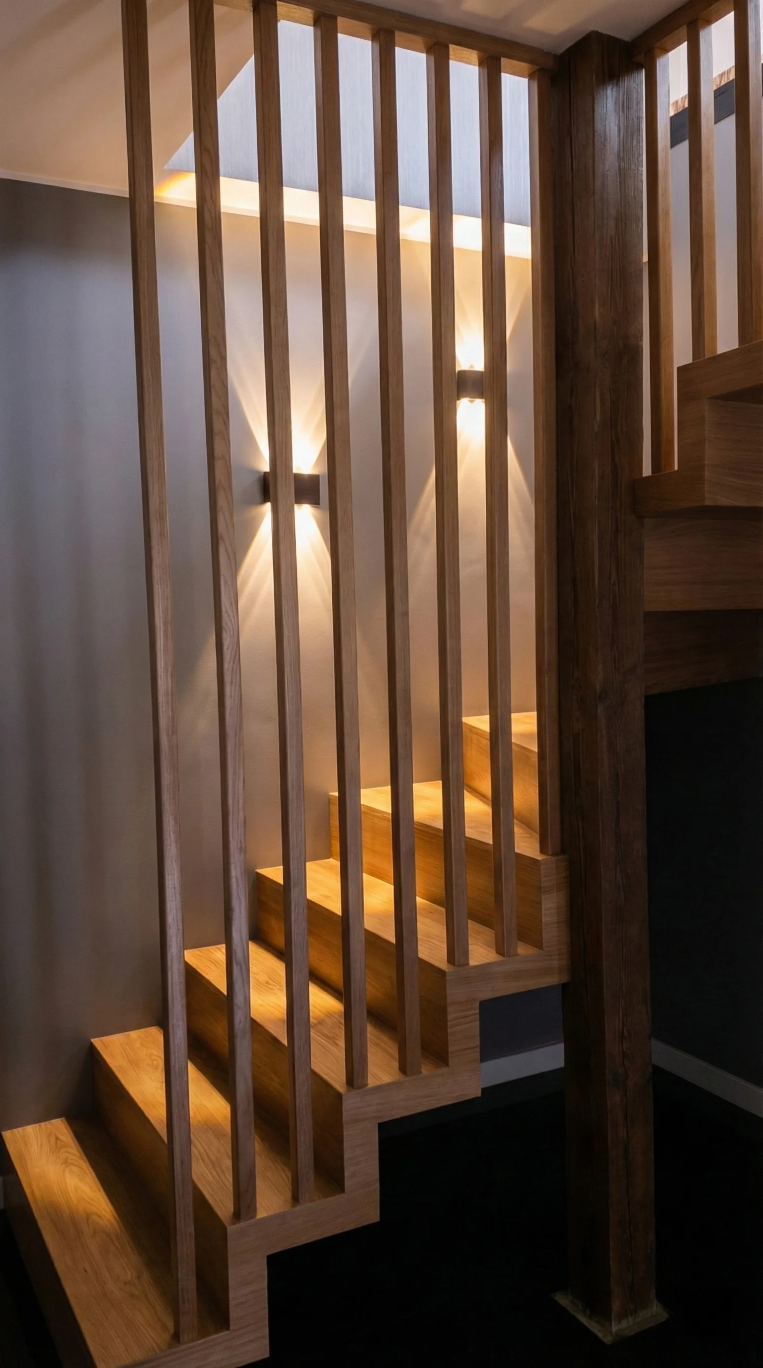 Detal stopni dywanowych z dębu naturalnego