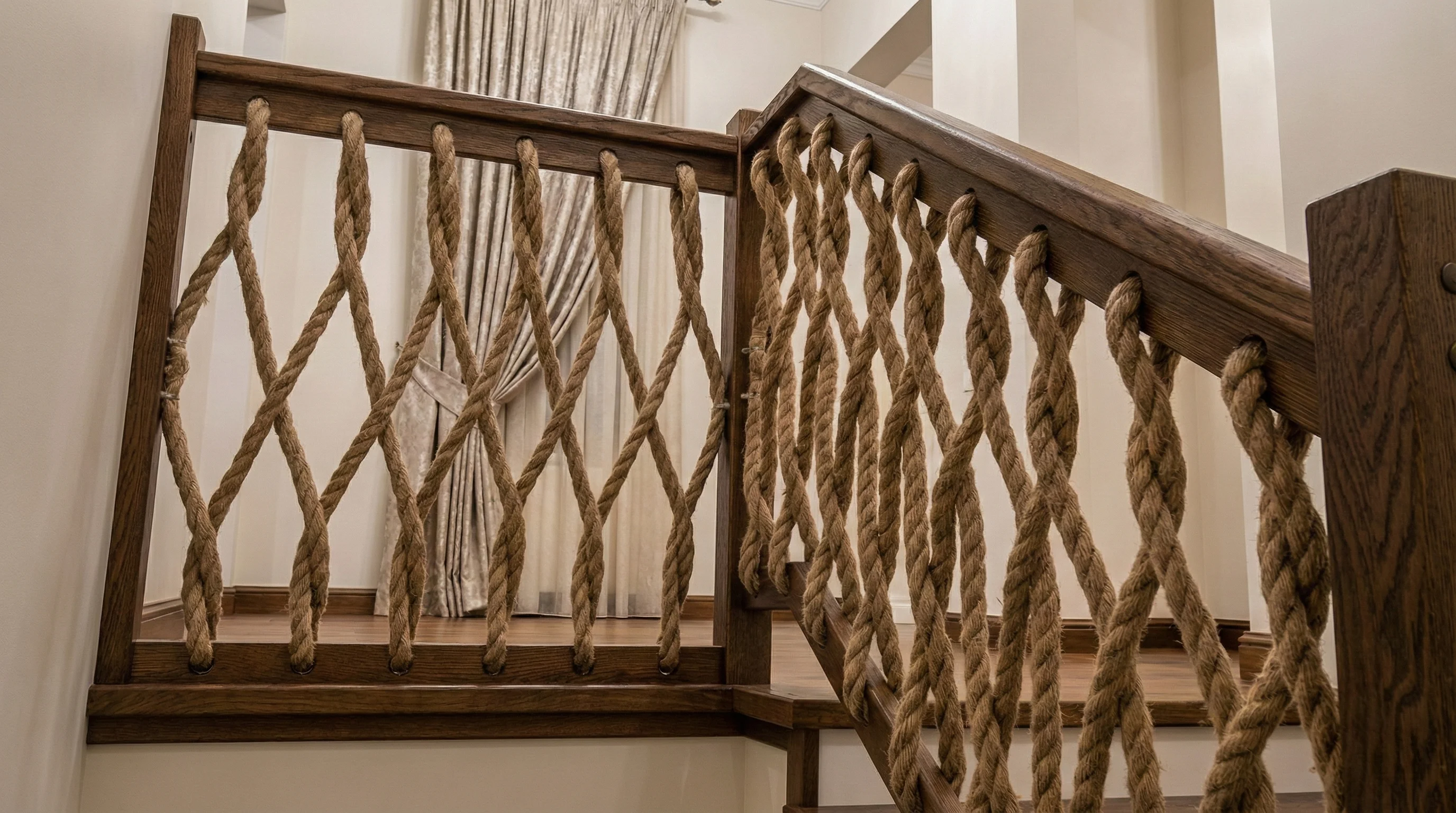 Aranżacja wnętrza ze schodami w stylu rustykalnym