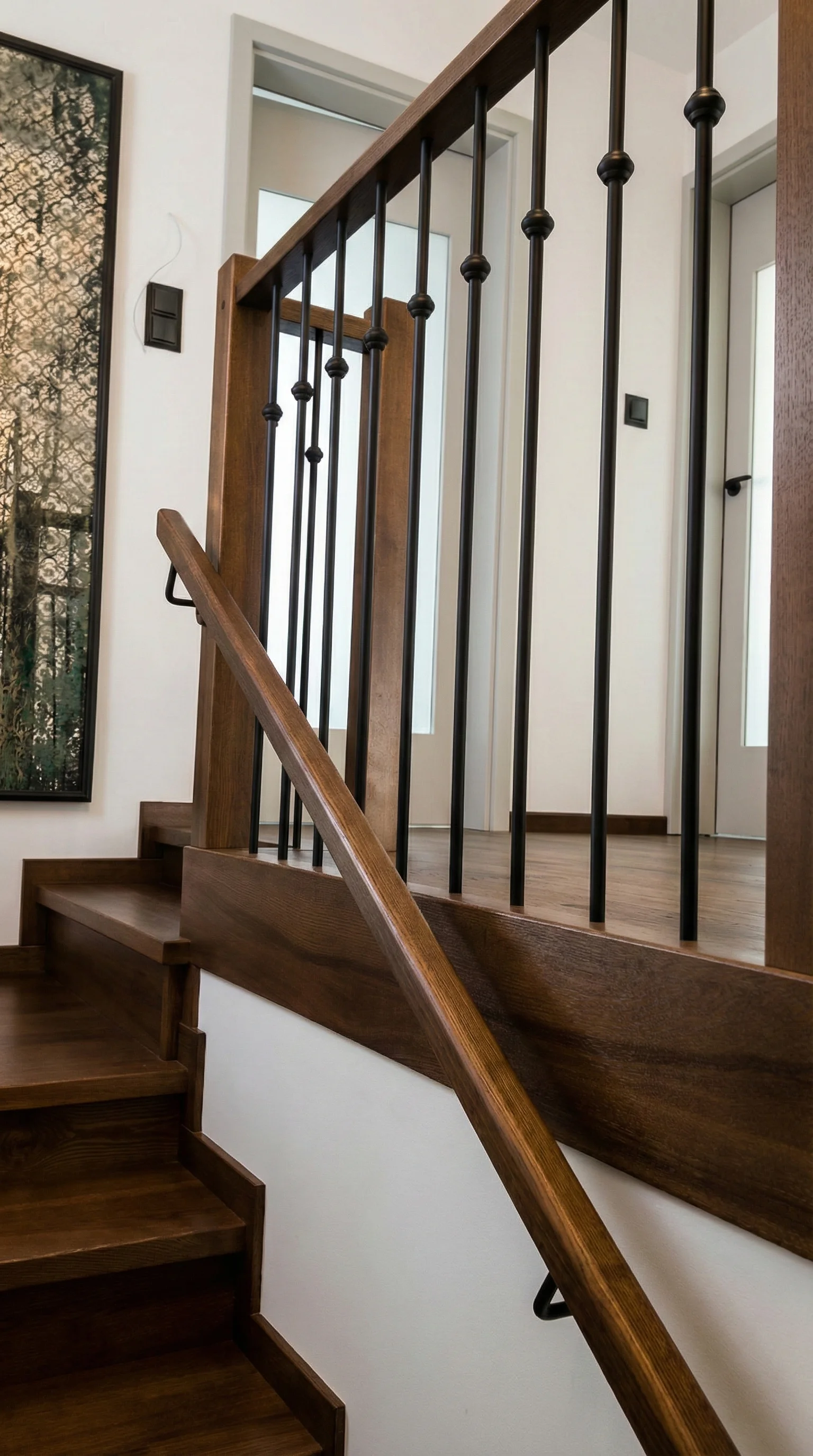 Podest schodowy z drewna jesionowego, widok z góry