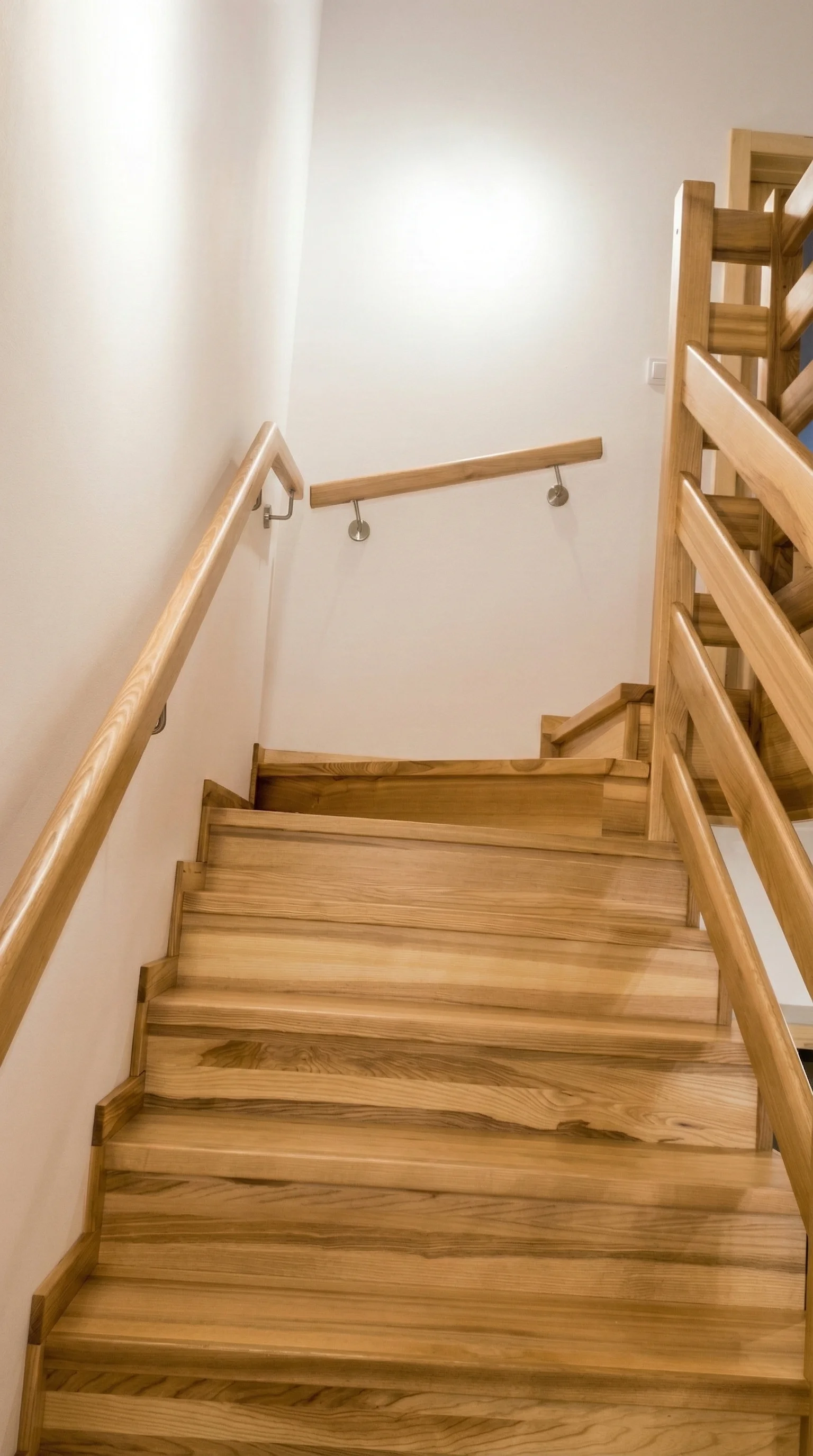 Widok schodów wewnątrz domu, połączenie funkcjonalności i estetyki