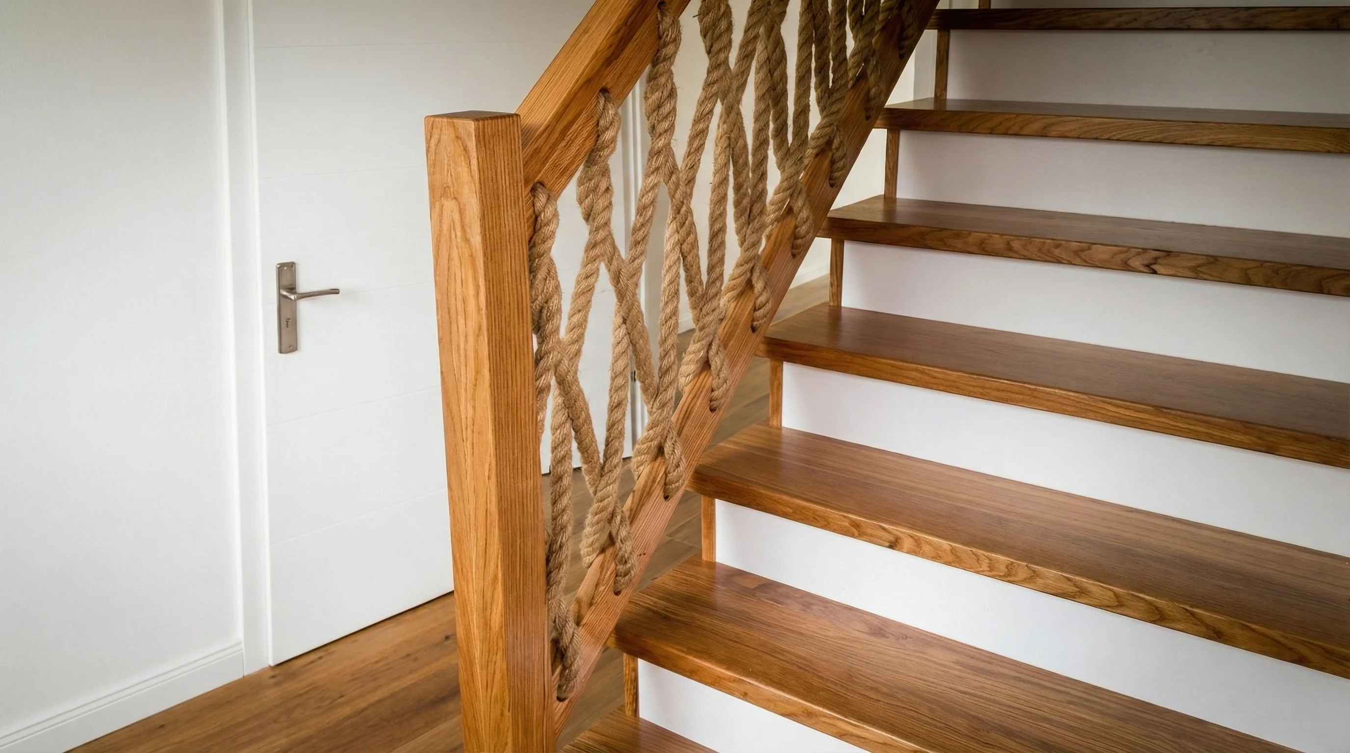 Widok boczny schodów prostych w Cieplewie